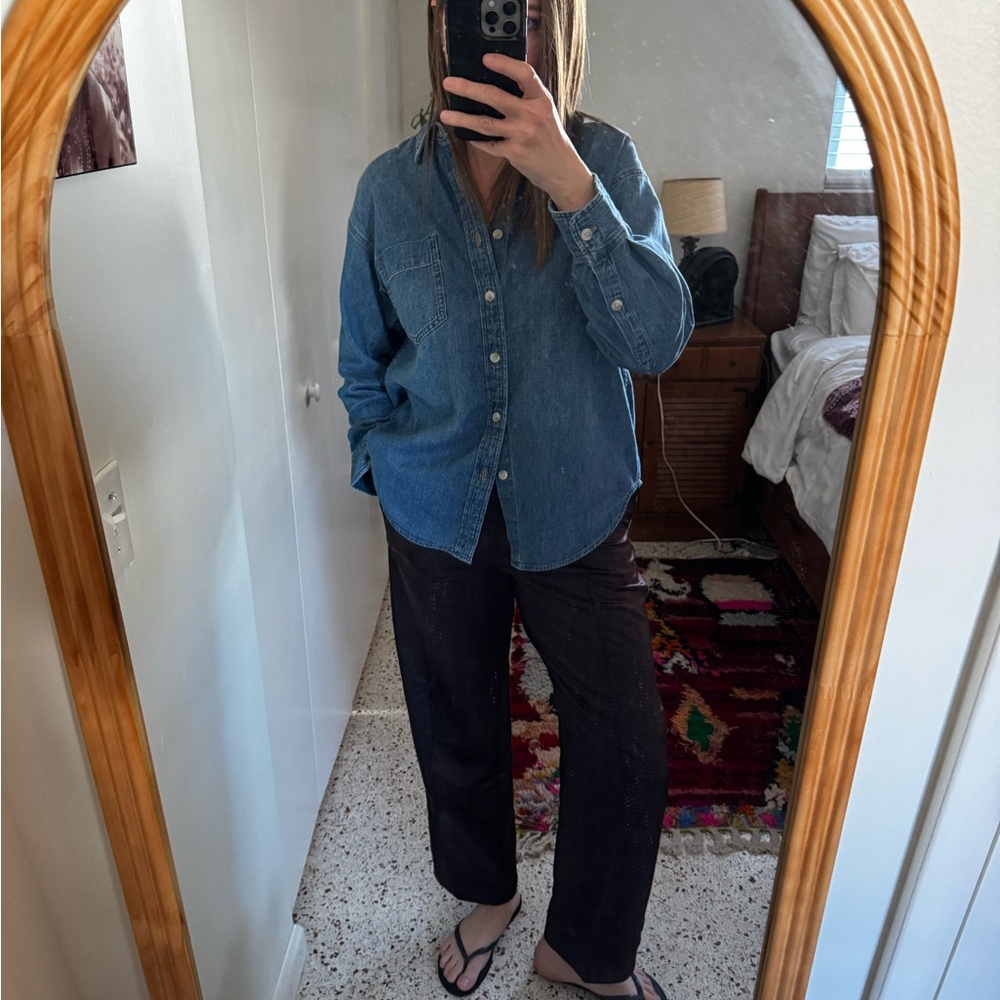 Madewell Satin Style Straight Leg Brown Pants